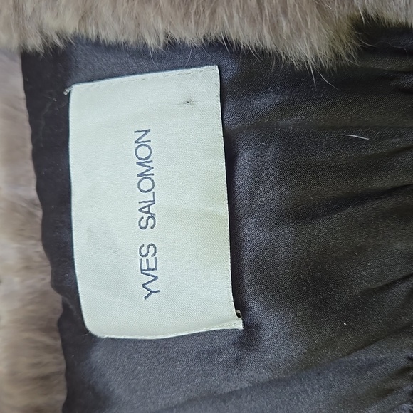 Gray Yves Salomon Rex rabbit balloon sleeve fur coat Size 36 - Picture 4 of 5